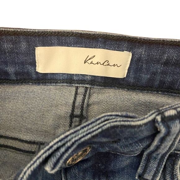 KanCan Straight Leg Cropped Jeans Ruffle Distressed Raw Hem High Rise Size 5/26 - Picture 3 of 6